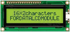 Display LCM; LCD character; 16x2 chars; STN yellow-green Y/G positive;with yellow-green Y/G Array LED backlight; view 6:00; 5.0 V; screen 64.5x16.4 mm; additional font English-Japanese