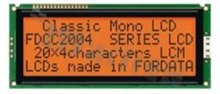 Display LCM; LCD character; 20x4 chars; FSTN positive; amber LED; view 12:00;