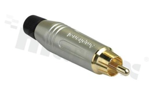 Connector: RCA; plug; male; straight; soldering; grey; gold-plated; 3-7mm