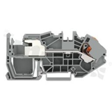 1-conductor power distribution disconnect terminal block; 1-level; ; with buttons; 1-contacts for wire 0.5-16mm2 (20-6AWG); spring-loaded; grey; for DIN rail; 250V/73A