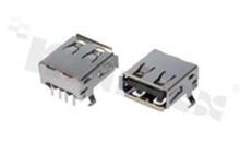 Markowe gniazdo; 1 x port typu A; USB 2.0; kątowe; czarny izolator