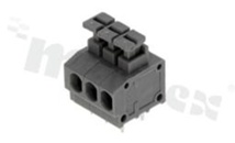 Listwa zaciskowa do PCB; w rastrze 3.81mm; 3-torowa; poziome wejście przewodu; na przewód 1.5mm2 (AWG 20-18); ze stykiem sprężynowym; szara; UL 300V/5A, IEC 250V/10A