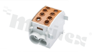 Złączka na szyne DIN; blok rozdzielczy odgałęźny;brązowy; jednobiegunowy; 70mm2; Al/Cu;1000V AC/DC ;300A