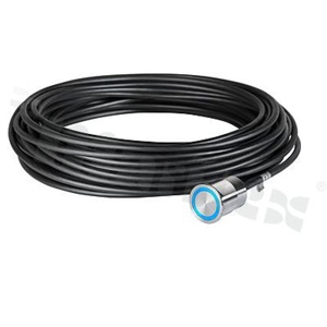 Przełącznik piezoelektryczny; monostabilny; O22mm; 1NO; bezpolaryzacyjny; przewód PUR 15m, 6×0,25mm2; podświetlenie pierścieniowe RGB; LED 5-28VDC; stal nierdzewna 1.4462; płaski przycisk; IP67/IP69K; IK02; 100mA, 42VAC/60VDC, 1W