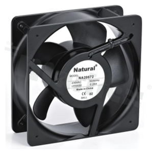 Wentylator; AC; łożysko kulkowe; 1012/1092m3/h; 50/60Hz; 0.35/0.5A; 200-240V; 68/105W; 2850/3250RPM; 61/68dBA; 22 AWG; silnik indukcyjny z kondensatorem; 1 faza; stop aluminum; -10+70 st.C; 2100g; 205x205x72mm