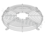 Motor grille; height: 25mm; mounting hole spacing: 216-236mm; max fastener diameter: 7mm.