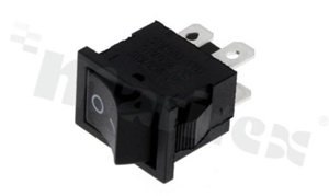 Rocker Switch; 2-pole; 2 positions; 19x13mm; pin terminals; black illuminated button; 10A/125V