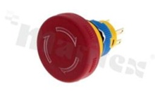 Emergency switch; monostable; 16mm; solder terminals; red aluminium; IP40.