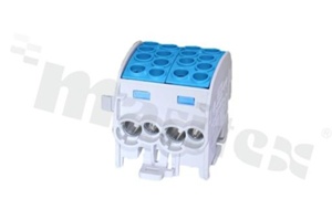 Złączka na szyne DIN; blok rozdzielczy odgałęźny;niebieski; jednobiegunowy;2x35mm2; Al/Cu;1000V AC/DC ;428A