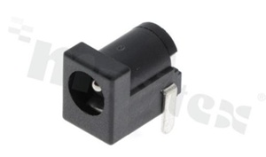 Gniazdo zasilające do PCB; męskie; kątowe; średnica kołka 2.5mm; średnica otworu 6.4mm; montaż: THT; proste nóżki