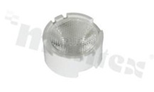 Soczewka do diod LED high power; kąt rozsyłu: 58 stopni FWHM; ilość diod: 1; rozmiar: okrąg 11.8mm; wysokość: 6.65mm; rodzaj materiału: PMMA; sposób mocowania: ramka