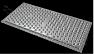 Lens for LEDs high power and 5050; angle: 30 degrees FWHM; number of LEDs: 230; size: 481x231mm; material type: PC; fastening: screws; silicone gasket