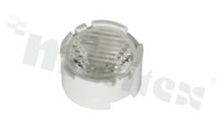 Soczewka do diod LED high power; kąt rozsyłu: owalny 20 x 34 stopni FWHM; ilość diod: 1; rozmiar: okrąg 13.5mm; wysokość: 6.65mm; rodzaj materiału: PMMA; sposób mocowania: ramka