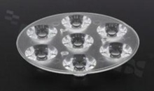 Lens for LED high power; angle: 30 degrees ; Number of LEDs: 7; Dimensions: round 67mm; Height: 13.4mm; material: PMMA; PC; Fastening: screw