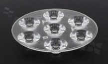 Soczewka do diod LED high power; kąt rozsyłu: 30 stopni FWHM; ilość diod: 7; rozmiar: okrąg 67mm; wysokość: 13.4mm; rodzaj materiału: PMMA; PC; sposób mocowania: śruby