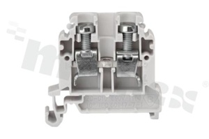Złączka szynowa ; 1-poziomowa; 2-zaciskowa na przewód 0,5-10,0mm2; zacisk śrubowy; szara; na szyne DIN; 690V/57A