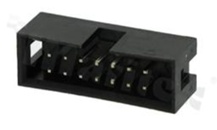 Full shrouded header for PCB; pitch 2.54mm; 14-contacts; THT; male; top entry