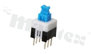 Push Button Switch; twostable; 5.0x5.0mm; pin terminals; blue button; 1A/30V
