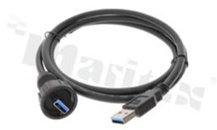 Plug USB 3.0, Conn.1:plug connector, conn.2:plug connector, A- type, straight, screw thread, cable 1m, operating temperature -20 ~ +70, IP67