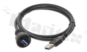 Plug USB 3.0, Conn.1:plug connector, conn.2:plug connector, A- type, straight, screw thread, cable 1m, operating temperature -20 ~ +70, IP67