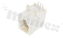 Socket RJ12; 6-contacts; THT; side entry; size 6; 3u" Au
