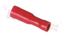 Bullet terminal; red; female; crimped for cable 0.5-1.5mm2; B=6.1mm; D=4.2mm; F=14mm; L=24.4