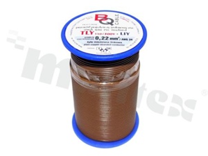 Przewód pojedynczy TLY/LIY; z wielodrutową miedzianą żyłą; brązowy; przekrój 0.22mm2; AWG 24; 300V; -40+105 st.C; 50m.