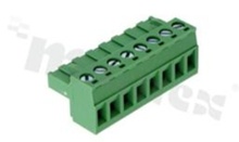 Pluggable terminal block; 5.00mm pitch; 8-ways; female; for wire 2.50mm2(28-12AWG); wire insertion direction same as plug-in direction; p.bronze contacts; brass cage; UL 300V/15A