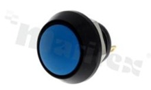 Push button switch; monostable; 12mm; solder terminals; aluminium; blue button; IP65