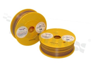 Przewód pojedynczy LGY/H05V-K; z wielodrutową miedzianą żyłą; żółty/fioletowy; przekrój 0.75mm2; AWG 18; 500V; -40+105 st.C; 100m.