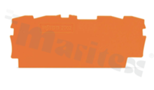 End/internal wall for 2002 series through terminal blocks; 0.8mm thick; orange; snap-on mounting