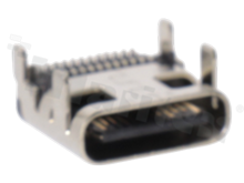 USB-Type C, 24 circuits socket SMT, stainless steel nickel plated shell, DIP top mount; right angle, gold plated contacts; 5A