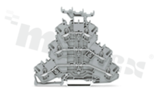 Installation terminal block; 3-level; through; 6-contacts for wire 0.25-4.0mm2 (22-12AWG); spring-loaded; grey; for DIN rail; 300V/20A