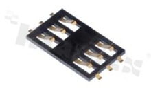 SIM Card Connector; 6-contacts; SMD; low profile; open type