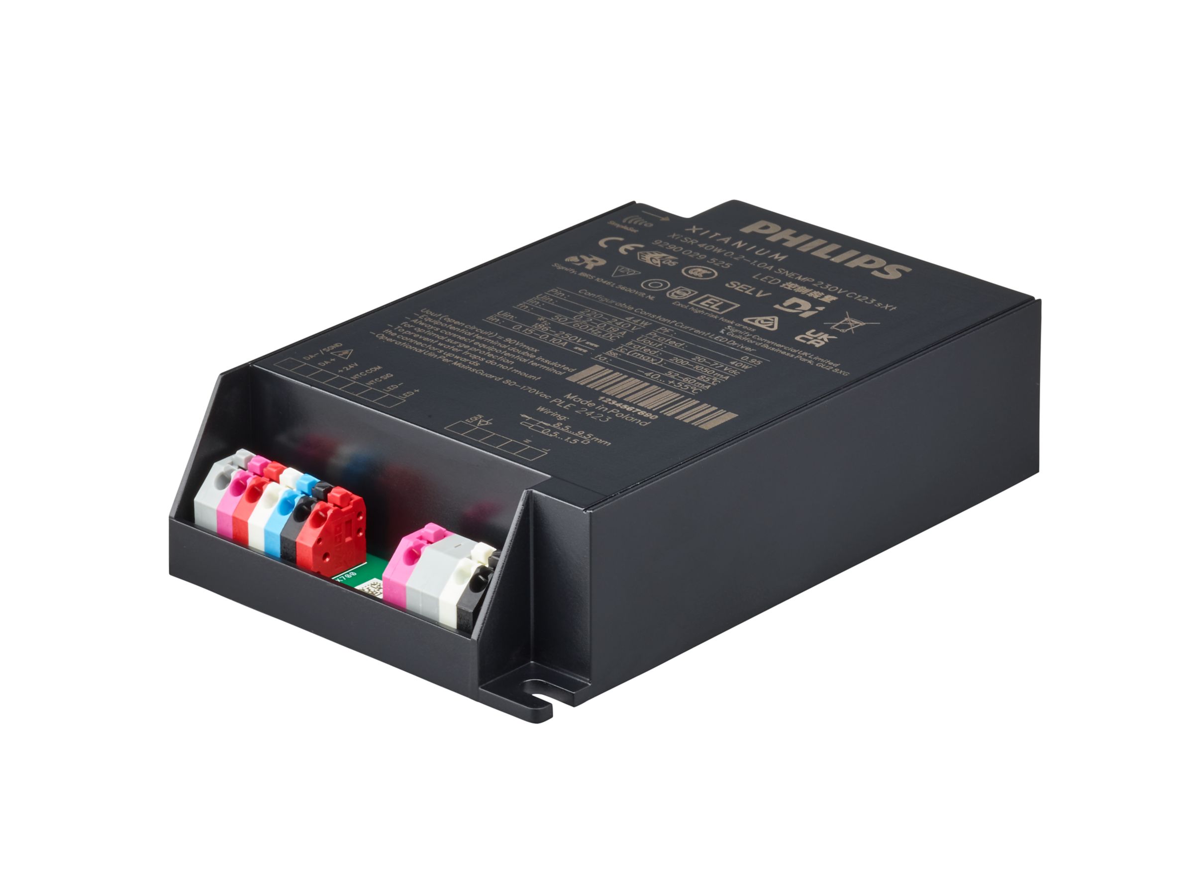 Power supply; LED; 40W; 20-77V; 0.05-1.05A; 220-240VAC; 186-250VDC; IP20