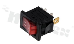 Rocker Switch; 1-pole; 2 positions; 19x13mm; pin terminals; red illuminated button; 10A/125V