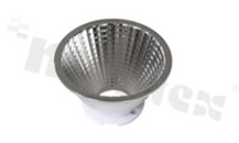 Reflektor do diod LED COB; kąt rozsyłu: 20 stopni FWHM; ilość diod: 1; rozmiar: okrąg 69mm; wysokość: 38mm; rodzaj materiału: aluminium; sposób mocowania: gniazdo