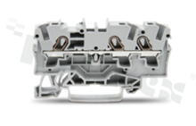 Installation terminal block; 1-level; through; 3-terminal for wire 0.5-6.0mm2 (20-10AWG); spring-loaded; grey; for DIN rail; 600V/30A