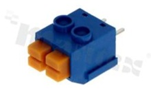 PCB terminal block; pitch 5.00mm; 2-ways; side entry; range wire 1.00mm2 (AWG 22-18); spring-loaded; orange; UL 300V/8A