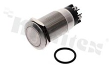 Push button switch; bistable; 19mm; screw terminals; stainless steel; IP65