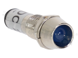 Lampka sygnalizacyjna; 8mm; terminale do lutowania; stal nierdzewna; podświetlenie niebieskie; LED 24V