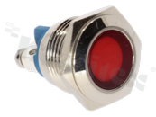 Lampka sygnalizacyjna; 16mm; zacisk śrubowy; stal nierdzewna; podświetlenie czerwone; LED 12V