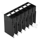 Listwa zaciskowa do PCB; w rastrze 3.50mm; 6-torowa; pionowe wejście przewodu; na przewód 0.14-1.50mm2 (28-16AWG); ze stykiem sprężynowym; czarna; 300V/14A
