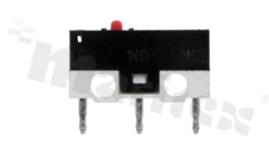 Miniaturowy mikroprzełącznik z przyciskiem; SPDT; montaż: THT; 1A/125V AC.