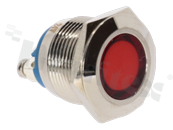 Lampka sygnalizacyjna; 19mm; zacisk śrubowy; stal nierdzewna; podświetlenie czerwone; LED 24V