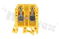 Installation terminal block; 1-level; 2-contacts; for wire 0,5-10,0mm2; screw terminal; yellow; Din rail; 1000V/57A