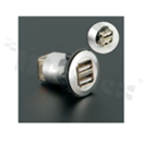USB2.0 socket; female; mounting hole 22mm; USB2.0 female plug connection; silver; aluminum alloy.
