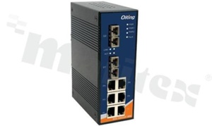 Unmanaged Ethernet switch with 6x10/100Base-T(X); 2 x 1000Base-SX; SC; multi-mode; 0.55km/850nm; supply 12...48VDC; DIN rail mountable; operating temperature -40+70 deg.C