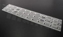 Lens for LED mid power; angle: asymmetric; Number of LEDs: 33; Dimensions: 286x60mm; Height: 7.8mm; material: PMMA; Fastening: screw
