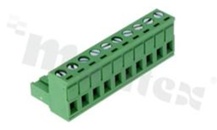 Listwa zaciskowa rozłączalna; w rastrze 5.00mm; 10-torowa; żeńska; na przewód 2.50mm2 (28-12AWG); kierunek wtykania równoległy do osi przewodów; styki z fosforobrązu; mosiężna klatka; UL 300V/15A